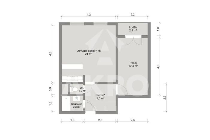 Prodej bytu 2+kk, Praha - Černý Most, Generála Janouška, 45 m2