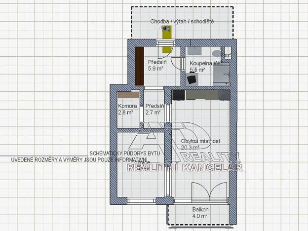 Pronájem bytu 1+1, České Budějovice, Nová, 47 m2
