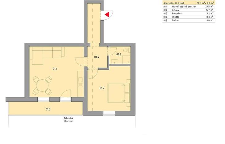 Prodej bytu 2+kk, Železná Ruda, 51 m2