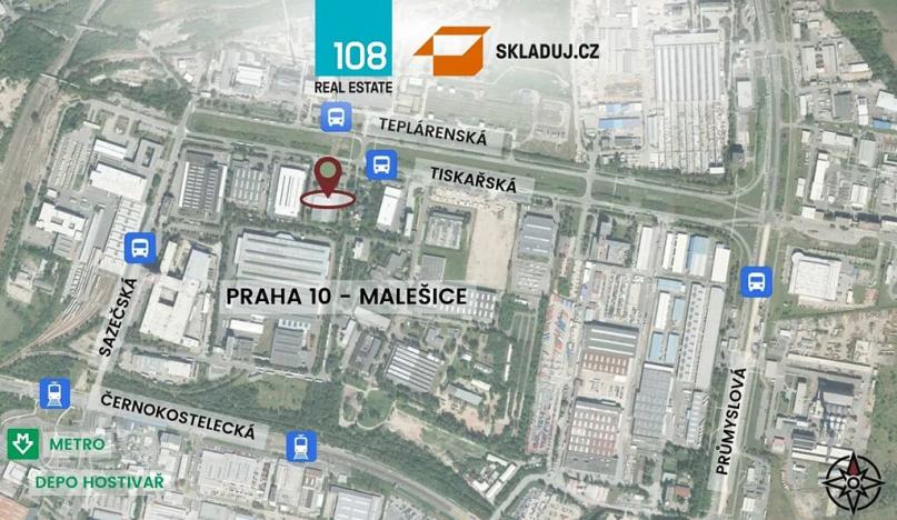 Pronájem skladu, Praha - Malešice, Tiskařská, 600 m2