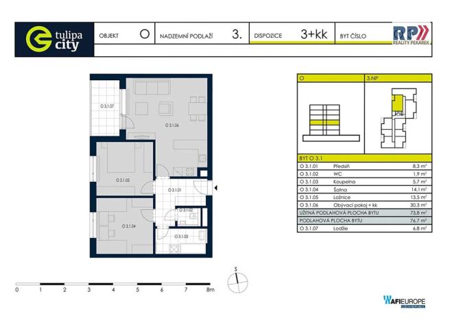 Prodej bytu 3+kk, Praha - Vysočany, Strnadových, 74 m2