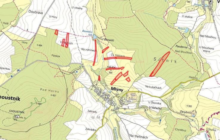 Prodej pole, Mlýny, 19394 m2