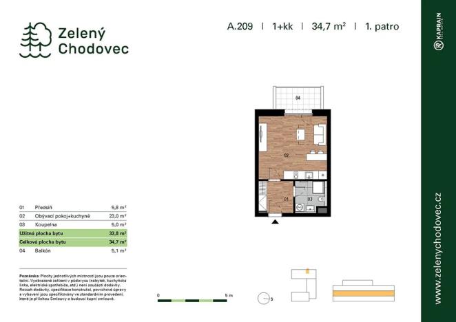 Prodej bytu 1+kk, Praha - Chodov, Blažimská, 33 m2