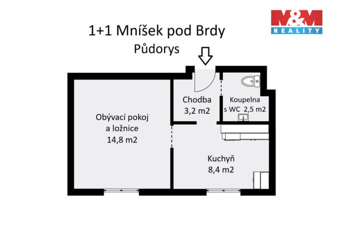 Prodej bytu 1+1, Mníšek pod Brdy, Rudé armády, 31 m2