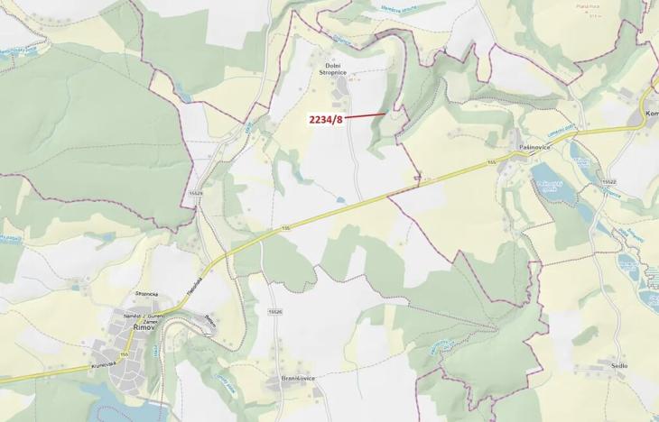 Dražba pozemku, Římov, 682 m2