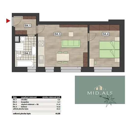 Pronájem bytu 2+kk, Zbiroh, Majerové, 44 m2