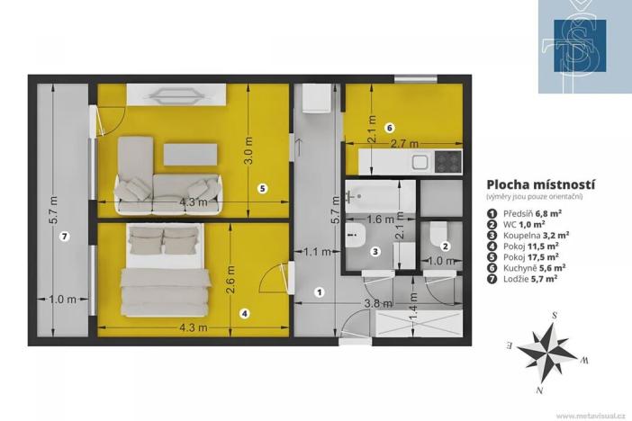 Prodej bytu 2+1, Praha - Žižkov, Habrová, 51 m2