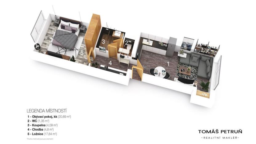 Pronájem bytu 2+kk, Hradec Králové - Věkoše, Věkošská, 50 m2