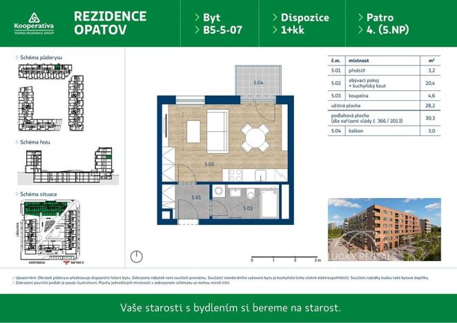Pronájem bytu 1+kk, Praha - Chodov, Líbalova, 30 m2