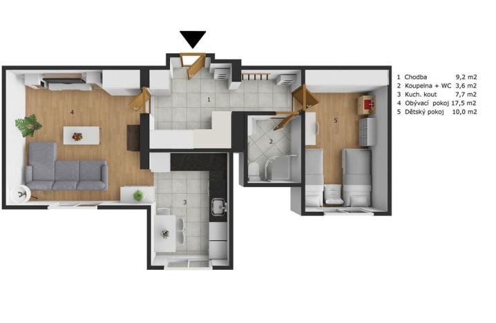 Prodej bytu 2+kk, Stochov, S. K. Neumanna, 48 m2