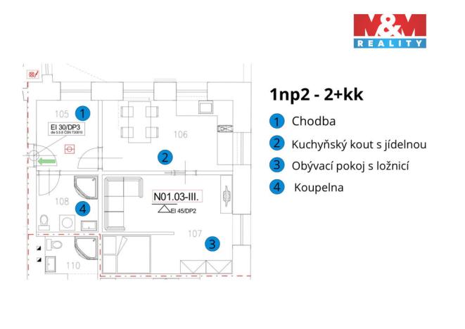 Pronájem bytu 2+kk, Příseka, 45 m2