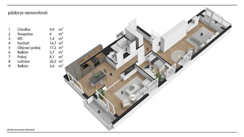 Prodej bytu 3+kk, Hradec Králové, třída Edvarda Beneše, 90 m2