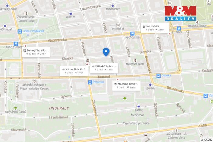 Pronájem bytu 2+kk, Praha - Vinohrady, Slezská, 42 m2