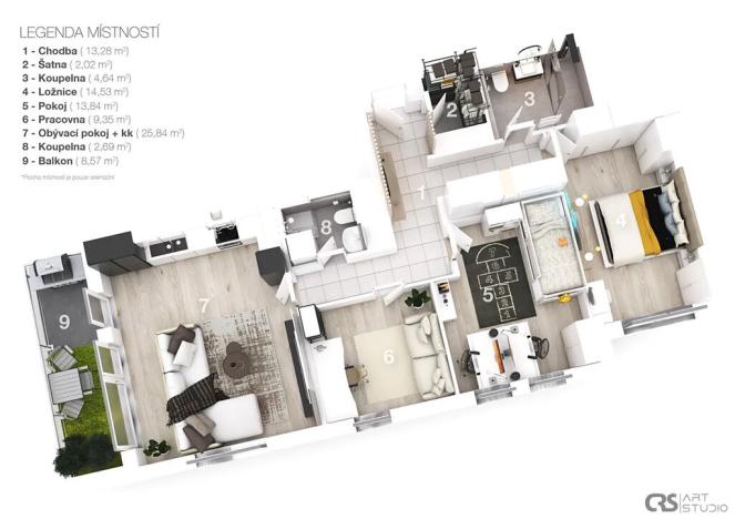 Prodej bytu 4+kk, Praha - Modřany, Mezi vodami, 114 m2