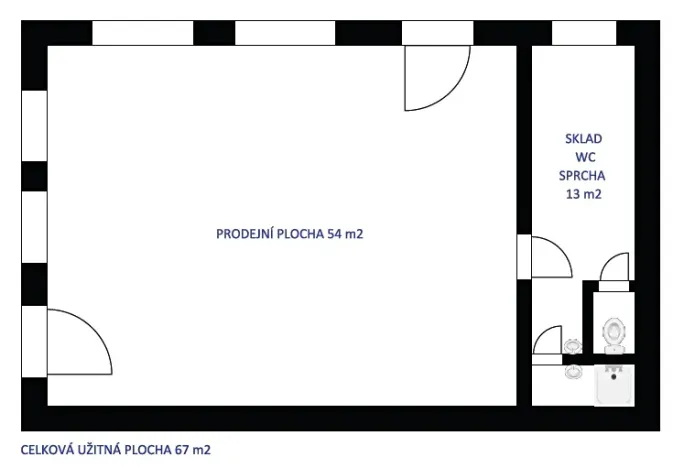 Pronájem obchodního prostoru, Humpolec, Nerudova, 67 m2
