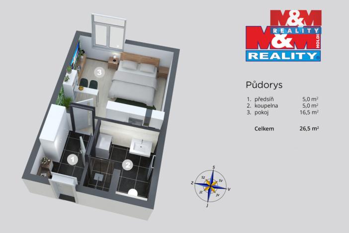 Prodej bytu 1+kk, Praha - Motol, Plzeňská, 28 m2