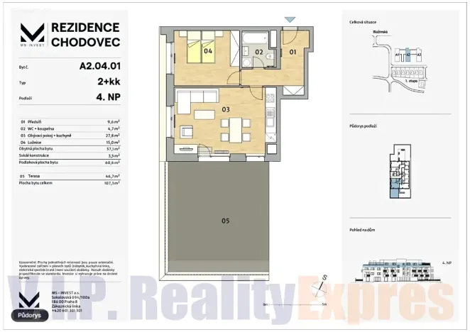 Prodej bytu 2+kk, Praha - Chodov, Nebřenická, 61 m2