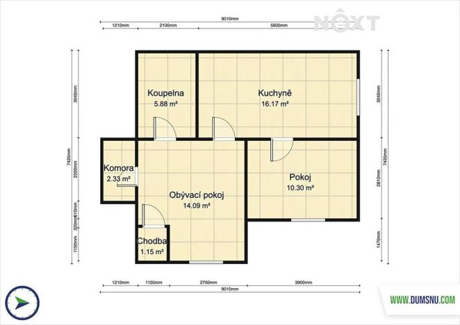 Pronájem bytu 2+1, Zábřeh, Československé armády, 32 m2