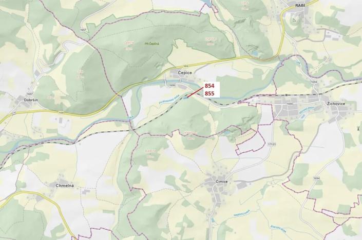 Dražba lesa, Rabí, 2561 m2