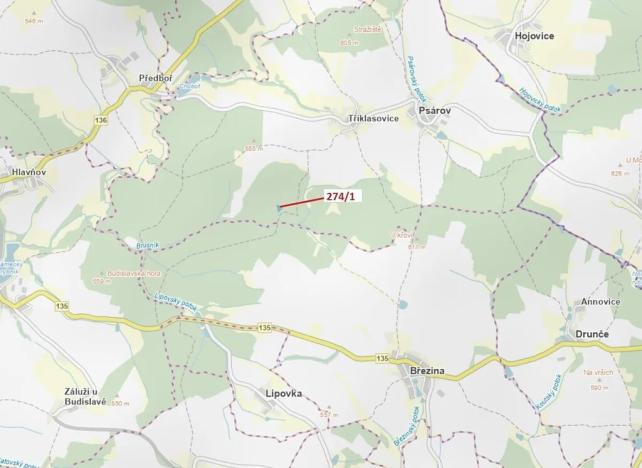 Dražba lesa, Psárov, 2949 m2