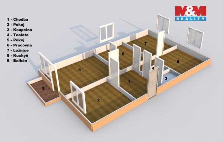 Pronájem bytu 4+1, Radvanice, 72 m2
