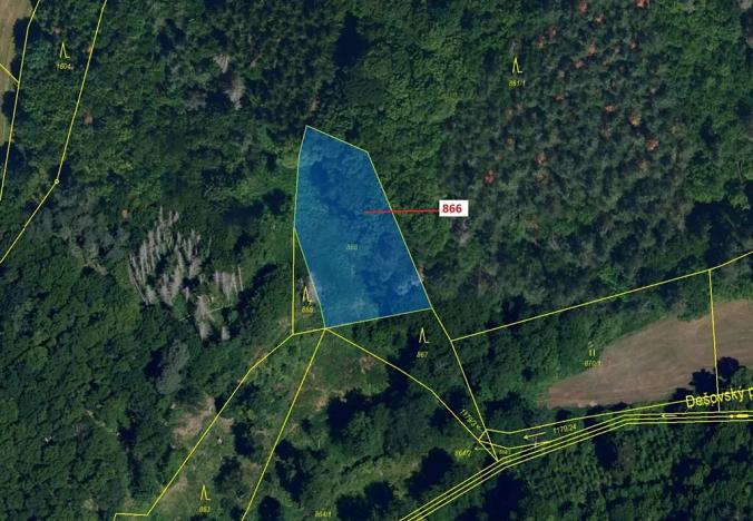 Dražba pozemku, Dešov, 1277 m2