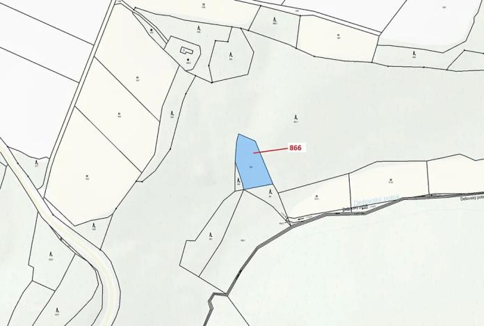 Dražba pozemku, Dešov, 1277 m2