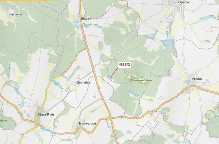 Dražba lesa, Opatov, 7085 m2