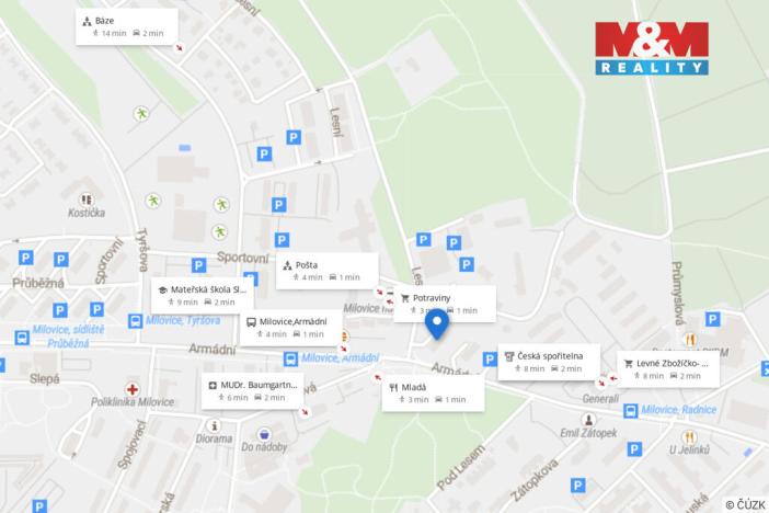Pronájem bytu 1+1, Milovice - Mladá, Armádní, 35 m2