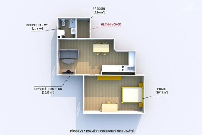 Pronájem bytu 2+kk, Plzeň, Vrchlického, 46 m2