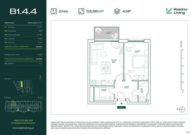 Prodej bytu 2+kk, Kladno, Pražská, 50 m2