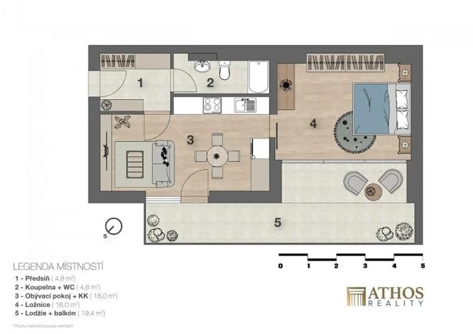 Pronájem bytu 2+kk, Brno, Auerswaldova, 45 m2