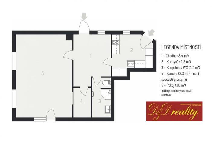 Pronájem bytu 1+kk, Hlásná Třebaň, 51 m2