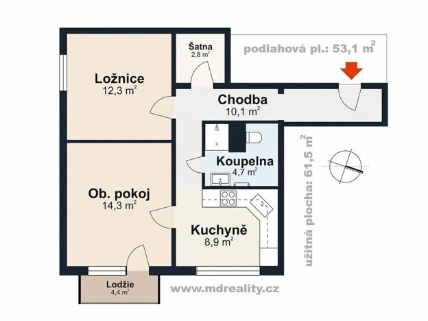 Prodej bytu 2+1, Třebíč, Kubišova, 61 m2