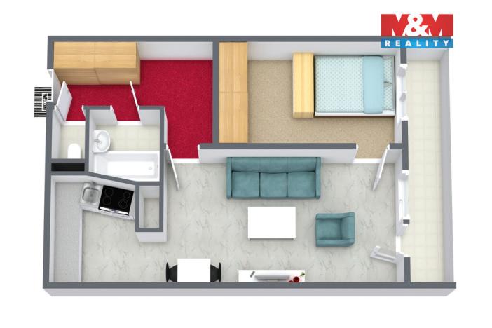 Prodej bytu 2+1, Teplice, Alejní, 46 m2