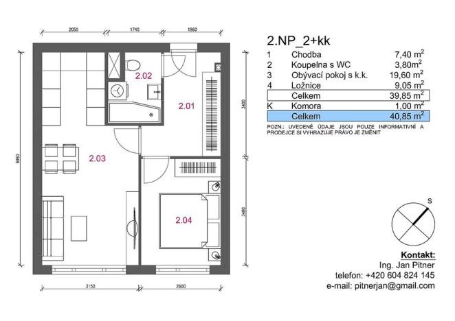 Prodej bytu 2+kk, Praha - Michle, Vokáčova, 41 m2