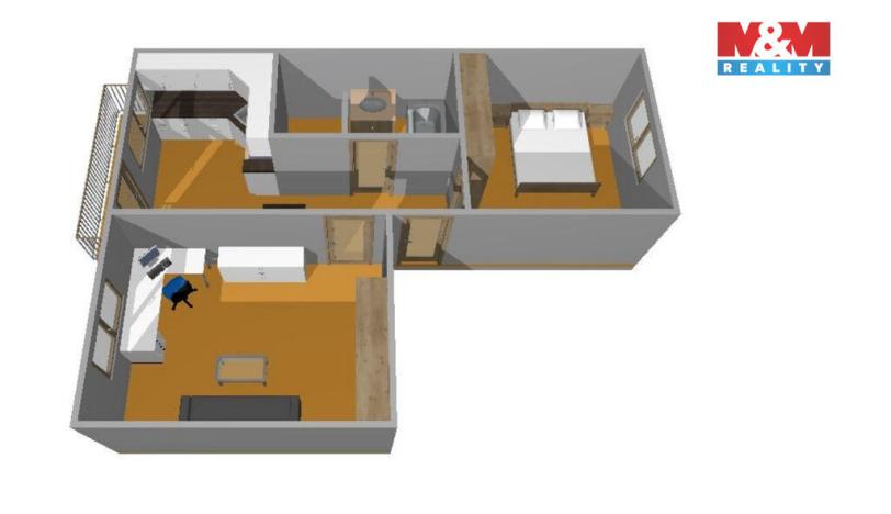Pronájem bytu 2+1, České Budějovice - České Budějovice 7, Mánesova, 47 m2