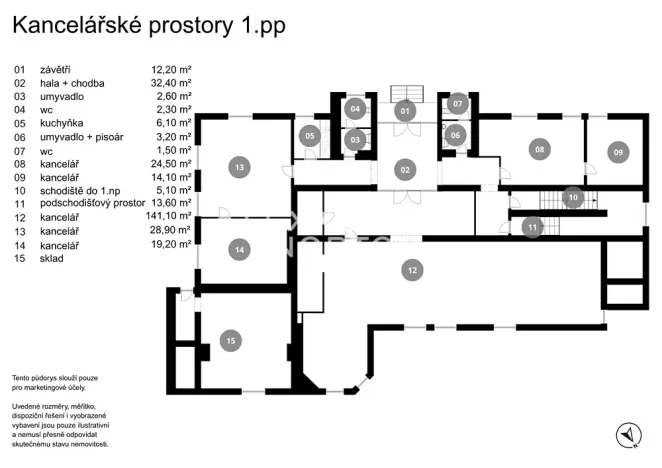 Prodej kanceláře, Kladno, Huťská, 1408 m2