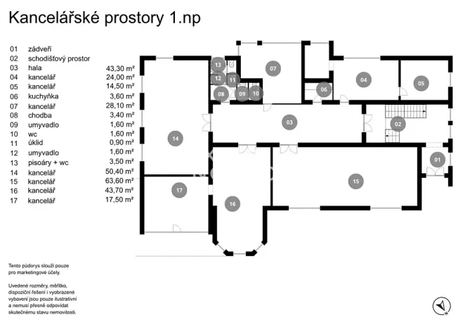Prodej kanceláře, Kladno, Huťská, 1408 m2