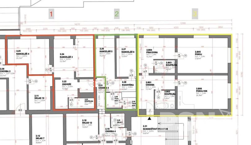 Pronájem kanceláře, Brno, Komárovské nábřeží, 57 m2