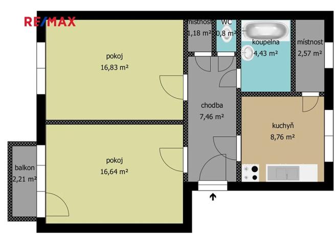 Prodej bytu 2+1, Kolín, Mikoláše Alše, 58 m2