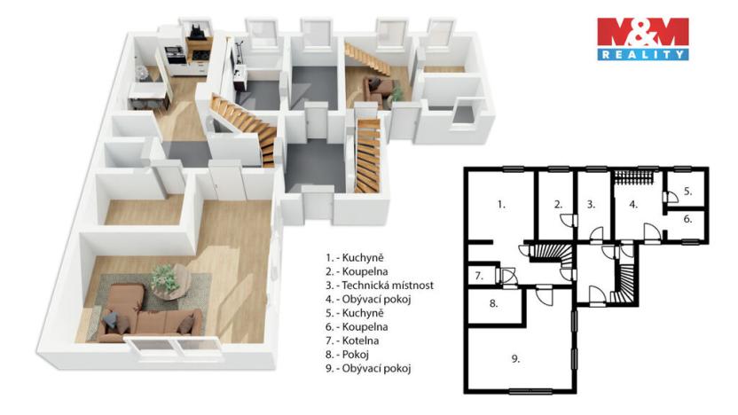 Prodej rodinného domu, Želízy - Sitné, 480 m2