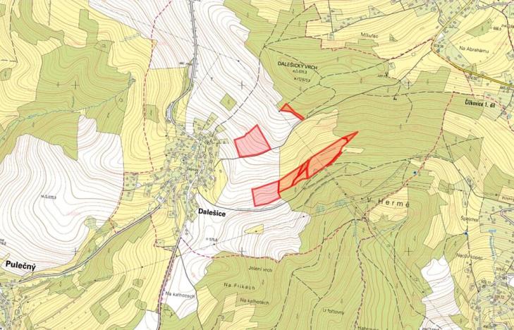Prodej pole, Dalešice, 80492 m2