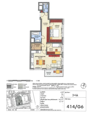 Prodej bytu 3+kk, Praha - Dolní Měcholupy, Honzíkova, 73 m2