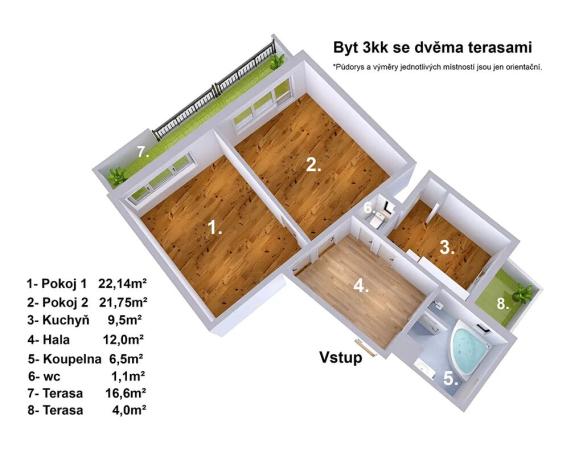 Prodej bytu 3+kk, Praha - Podolí, Podolská, 73 m2