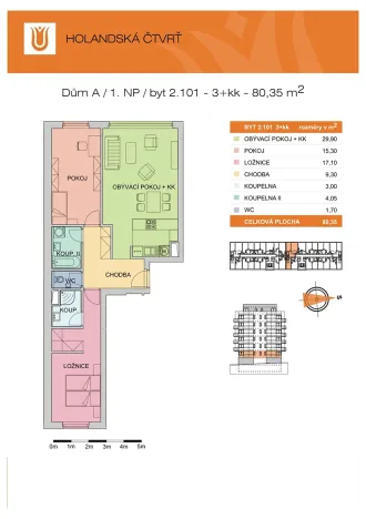 Prodej bytu 3+kk, Olomouc, Edvarda Beneše, 78 m2