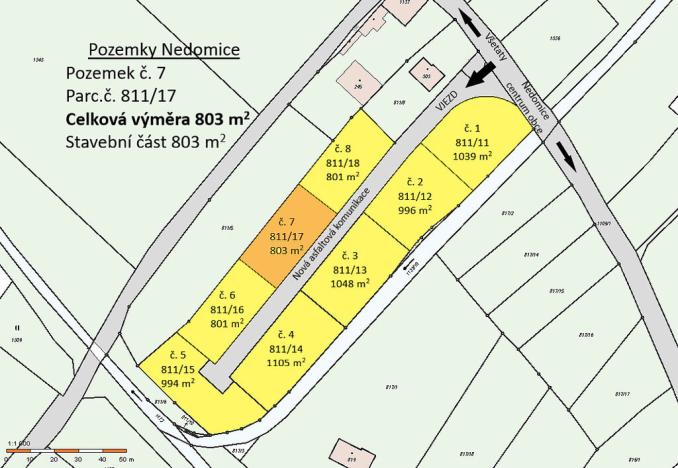 Prodej pozemku, Nedomice, 803 m2