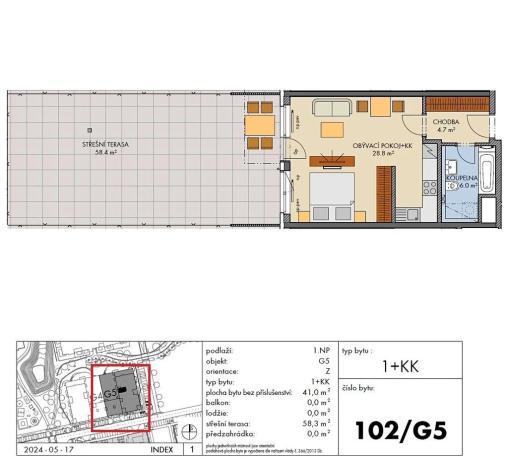 Prodej bytu 1+kk, Praha - Dolní Měcholupy, Honzíkova, 41 m2
