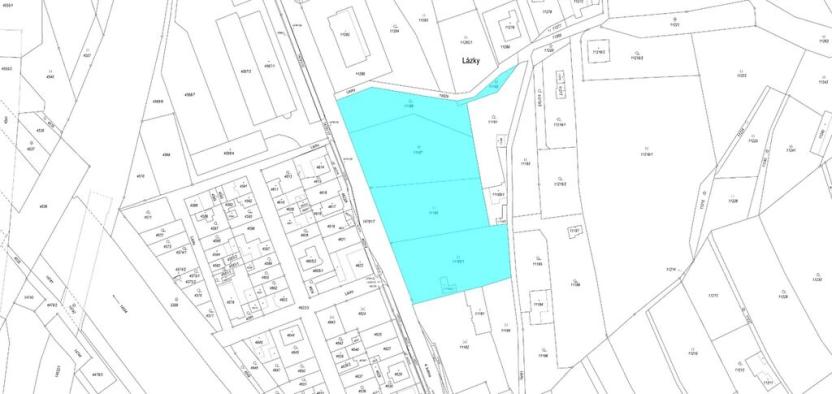 Dražba komerčního pozemku, Vsetín, Lázky, 7619 m2