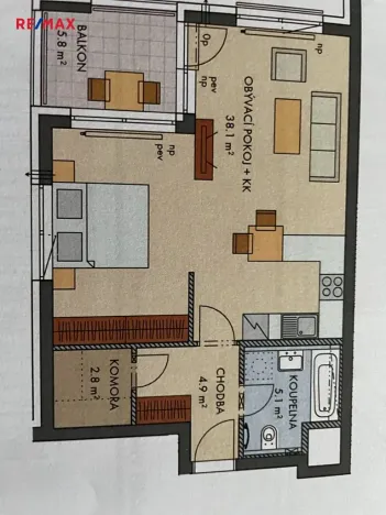 Pronájem bytu 2+kk, Praha - Hlubočepy, náměstí Olgy Scheinpflugové, 54 m2